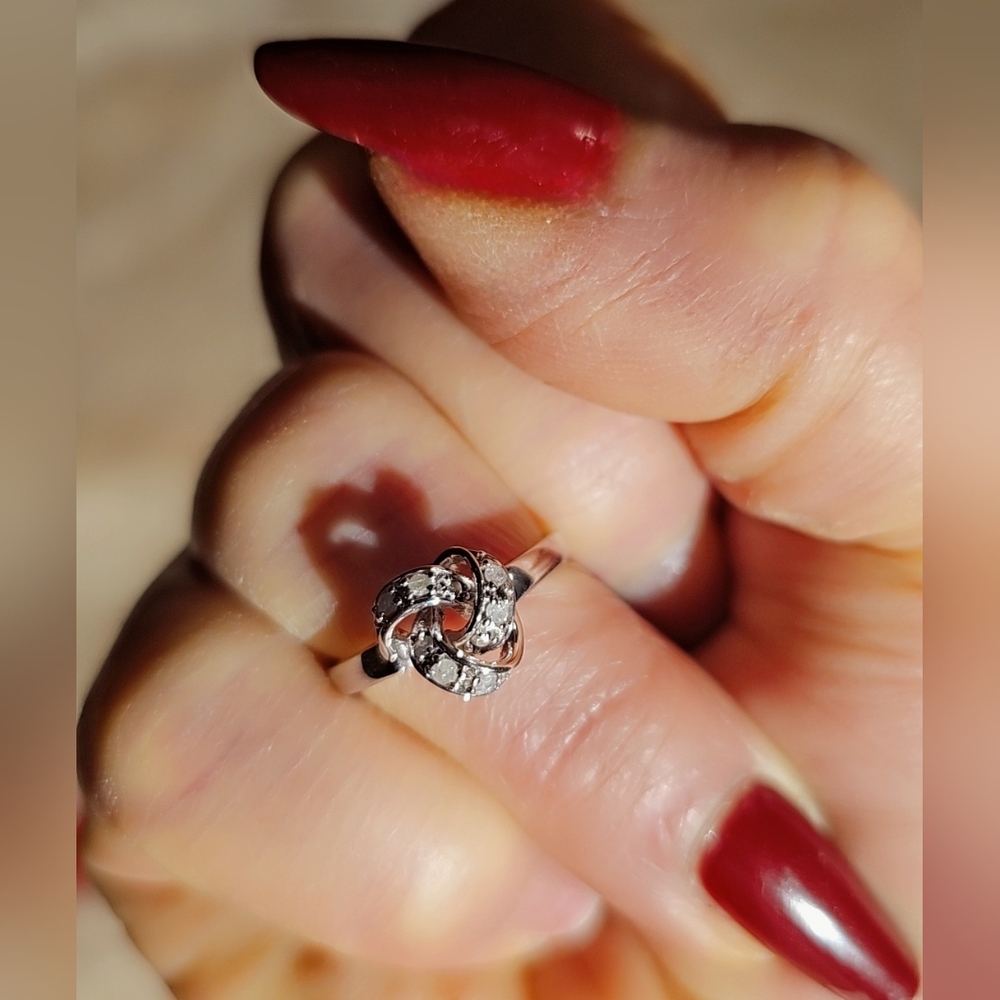 Macy's Silver Knot Ring with Diamond Accents
